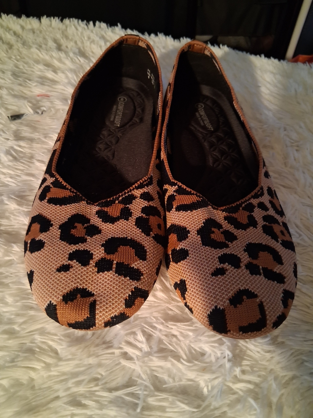 Leopard Print Ballet Flats - Brown/Black by